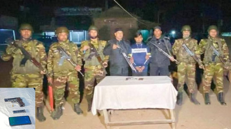 শ্রীপুরে অস্ত্র ও গুলিসহ যৌথবাহিনীর হাতে যুবক গ্রেপ্তার