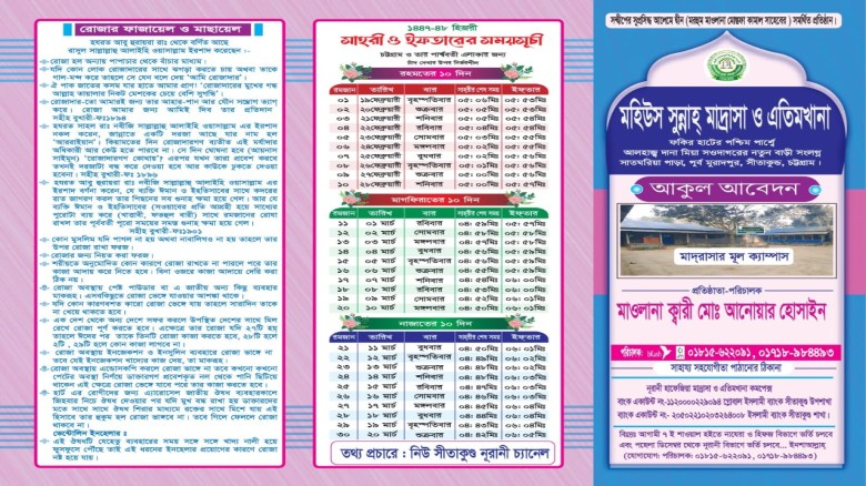 সীতাকুণ্ডের মহিউস সুন্নাহ্ মডেল মাদ্রাসার দ্বীনি খেদমতে সহযো